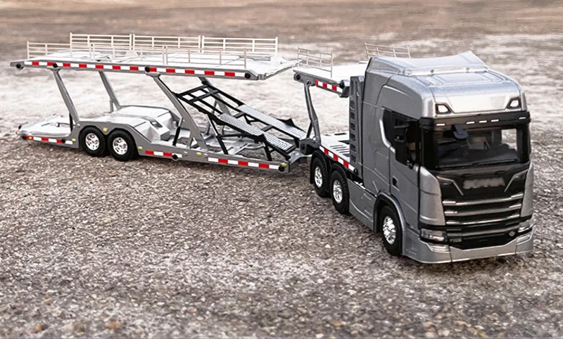 

New Arrival 1/50 Special Price Die-cast Metal American Double-deck Flatbed High-bar Transport Truck Model Furniture Display Toy