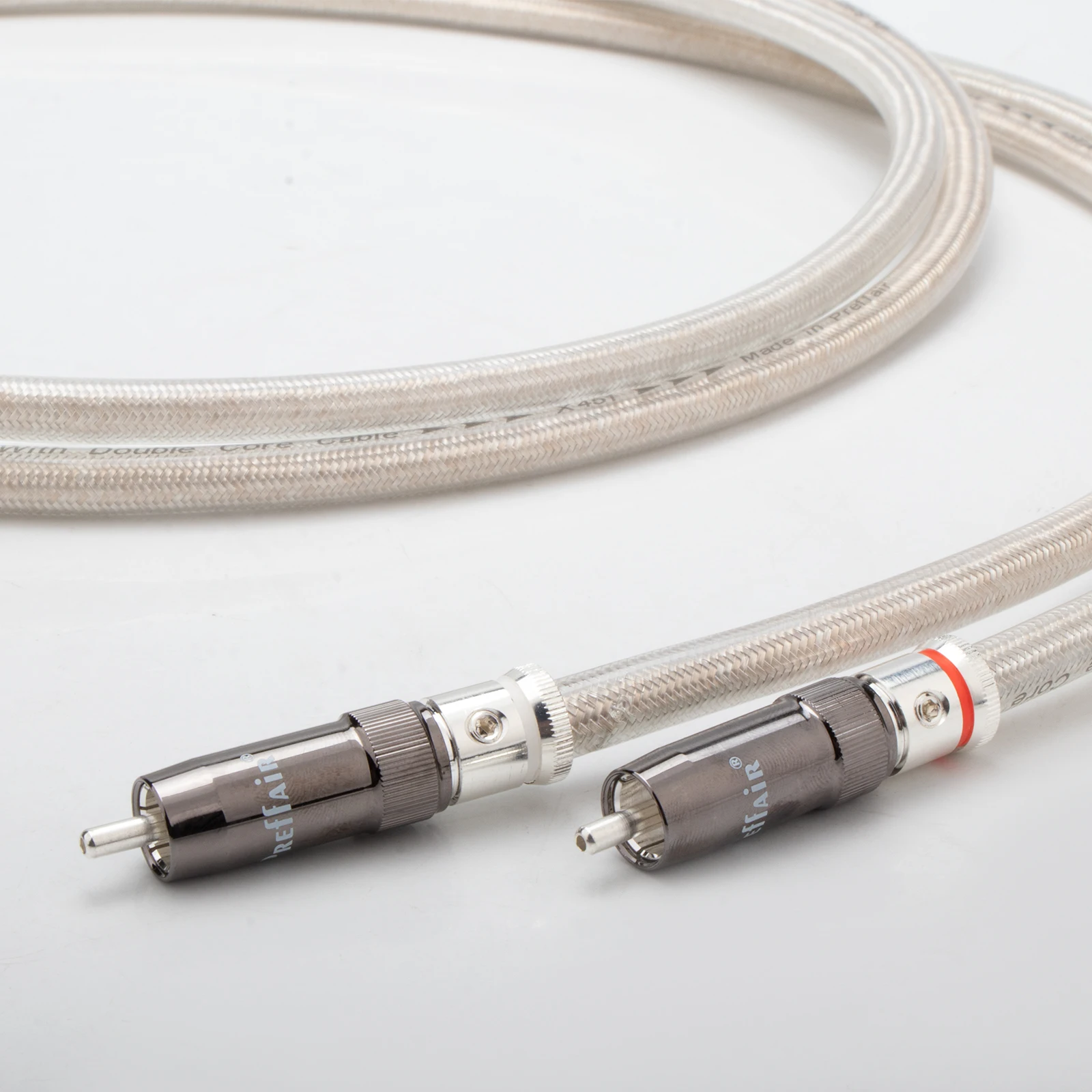 Pair Preffair 99.99% Pure Silver RCA Cable HiFi Audio Interconnect Solid PSS Pure Silver Core Wire Silver-Plated Plug Connector