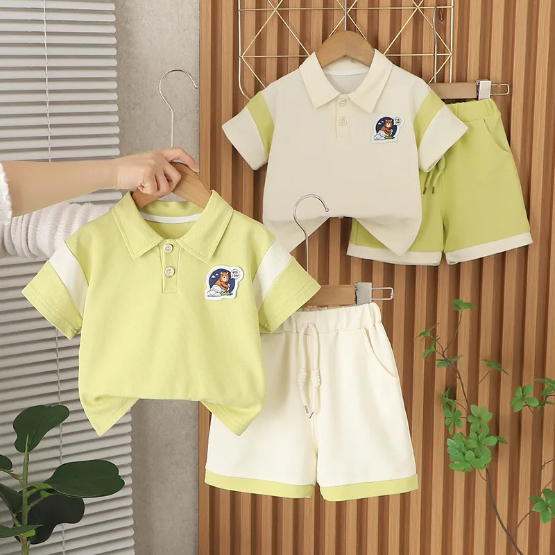 

Новая летняя распродажа, рубашка ПОЛО для маленьких мальчиков, топы и шорты, штаны, комплект одежды, одежда для малышей, детские спортивные костюмы