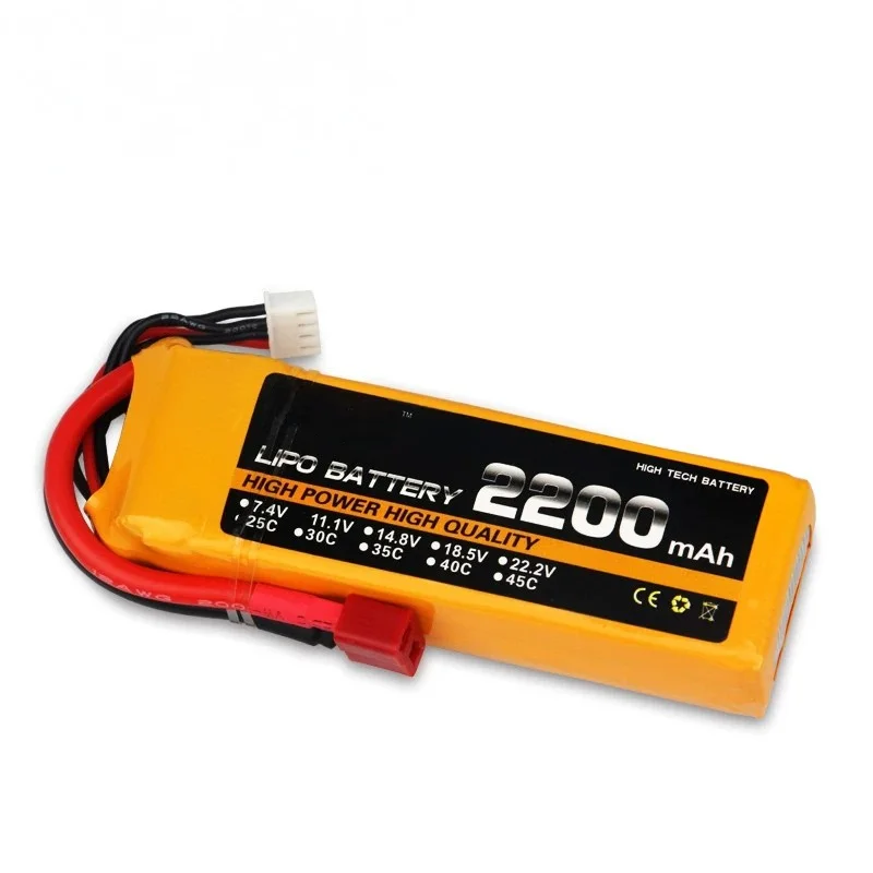 Grade A New 4S 5S 6S 2200mAh 25C Lipo Battery for FPV Drone RC Car Truck Airplane Helicopter Boat RC Models Parts with T Plug