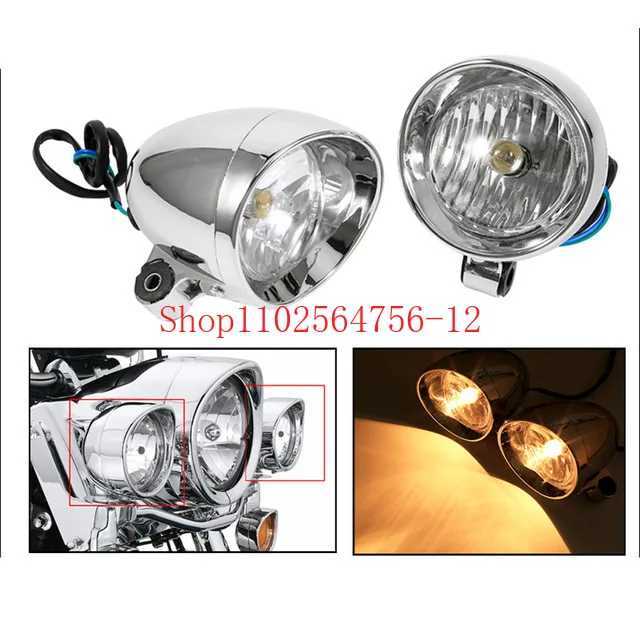 

Universal Motorcycle Accessories Modified Retro Bullet Type Installation Auxiliary Small Fog Light Suitable for Harley Cruiser