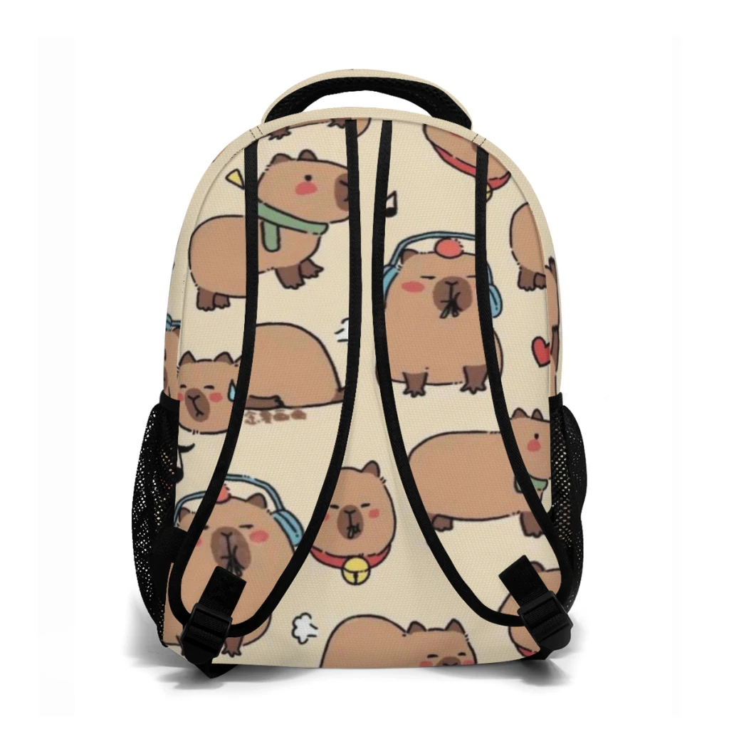 Nueva mochila de capibara a la moda, bolsa de libros de moda de gran capacidad, multibolsillos ajustables de 17 pulgadas