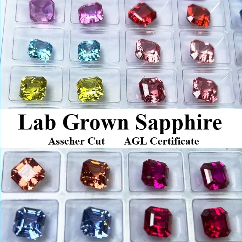 

Lab Grown Sapphire Asscher Cut Multiple colors and sizes Main materials DIY jewelry production Selectable AGL Certificate
