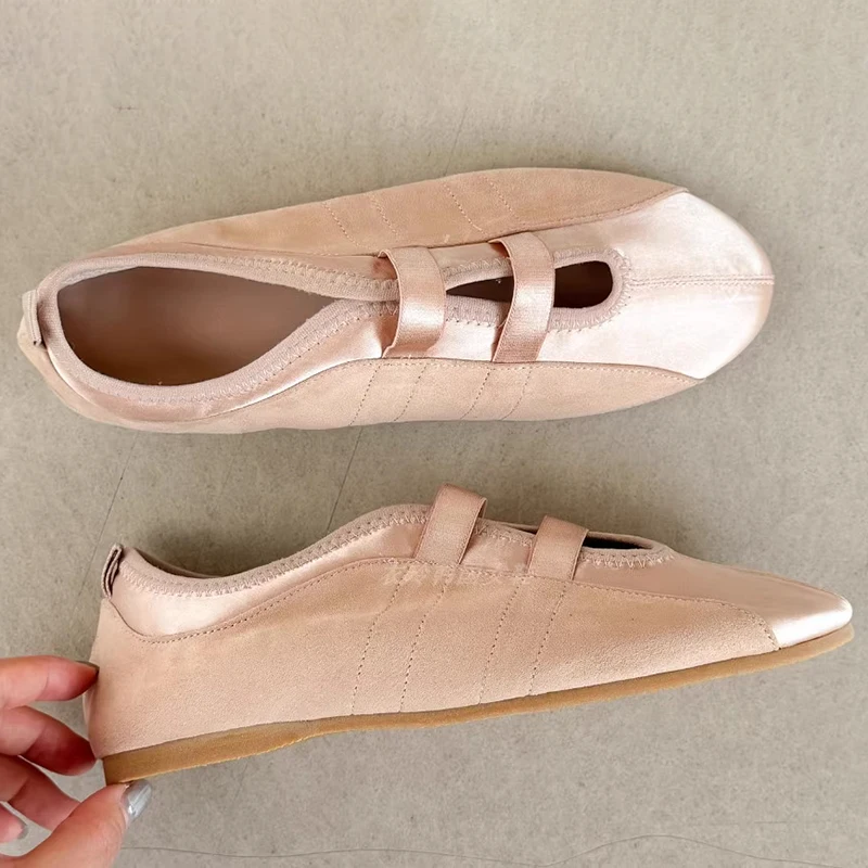 Pink Elastic Band Soft Flat Shoes For Woman Autumn New Point Head Cozy Insole Sandals Women Sweet Spring Casual Daily Lefu Shoe