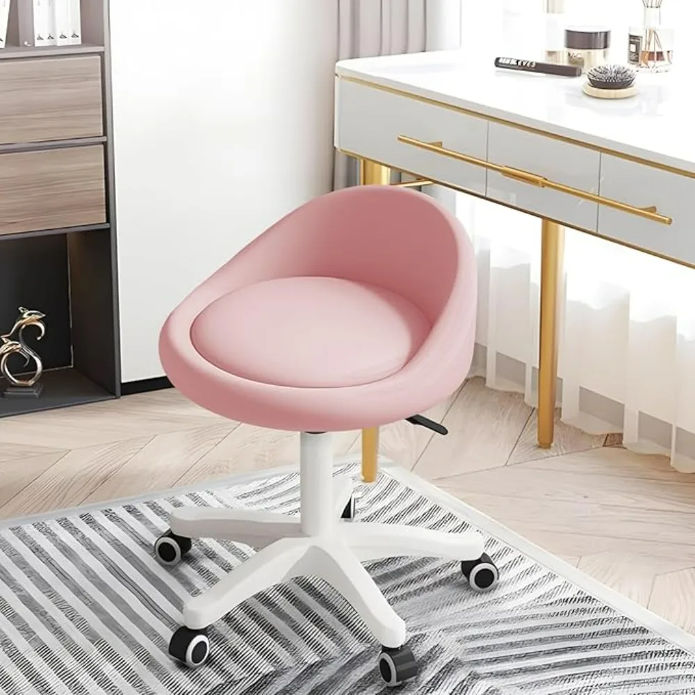 

Rolling Stool – Ergonomic Swivel Seat, Adjustable Height, Ultra-Quiet Wheels, Padded PU Leather Cushion,Vanity Stools