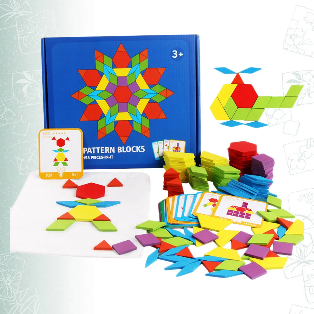 

155 Pieces Geometric Shapes Puzzle Kids Toy Wood Wooden Educational Kids' Playing