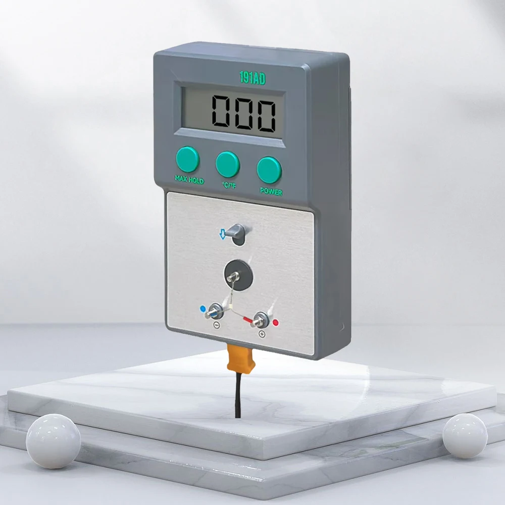 191AD Probador de temperatura de punta de soldador Termómetros de punta de soldador 0-800 ° C 13,7*8,5*3,5 cm con 10 sensores sin plomo