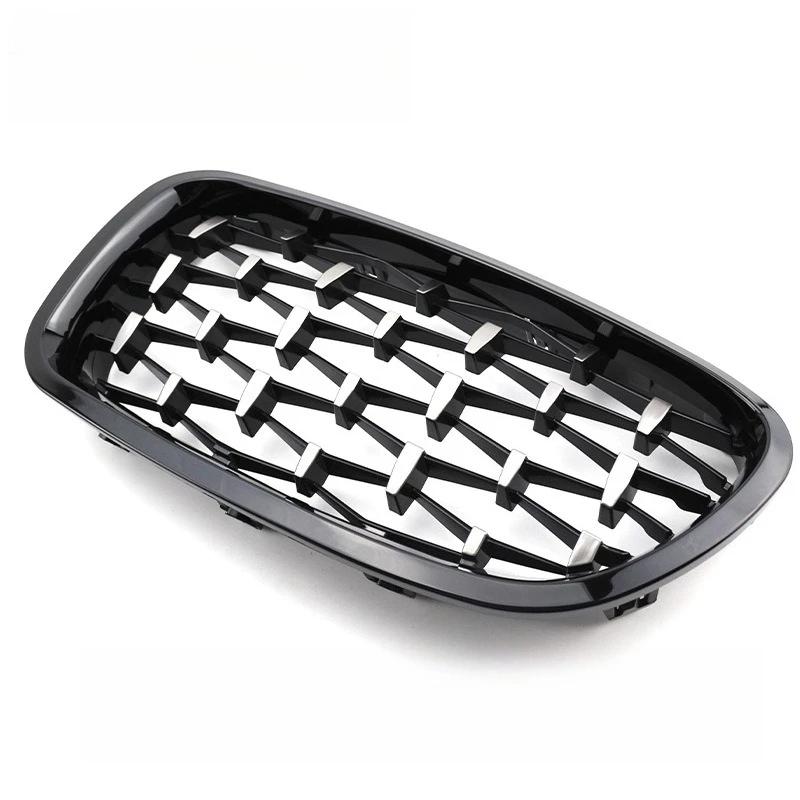 For BMW 5 Series F10 F18 2010-2017 Full Black Star Mesh Kidney Grille Front Bumper Grill Glossy Black Trendy Aggressive Tuning