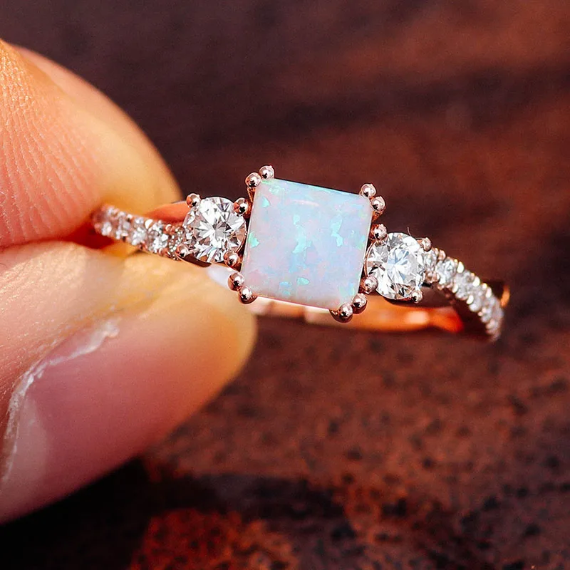 

Provence 18K/14K/10K Solid Gold Cushion Cut Synthetical Opal With DEF VVS Moissanites Twist Engagement Ring Customized Jewelry
