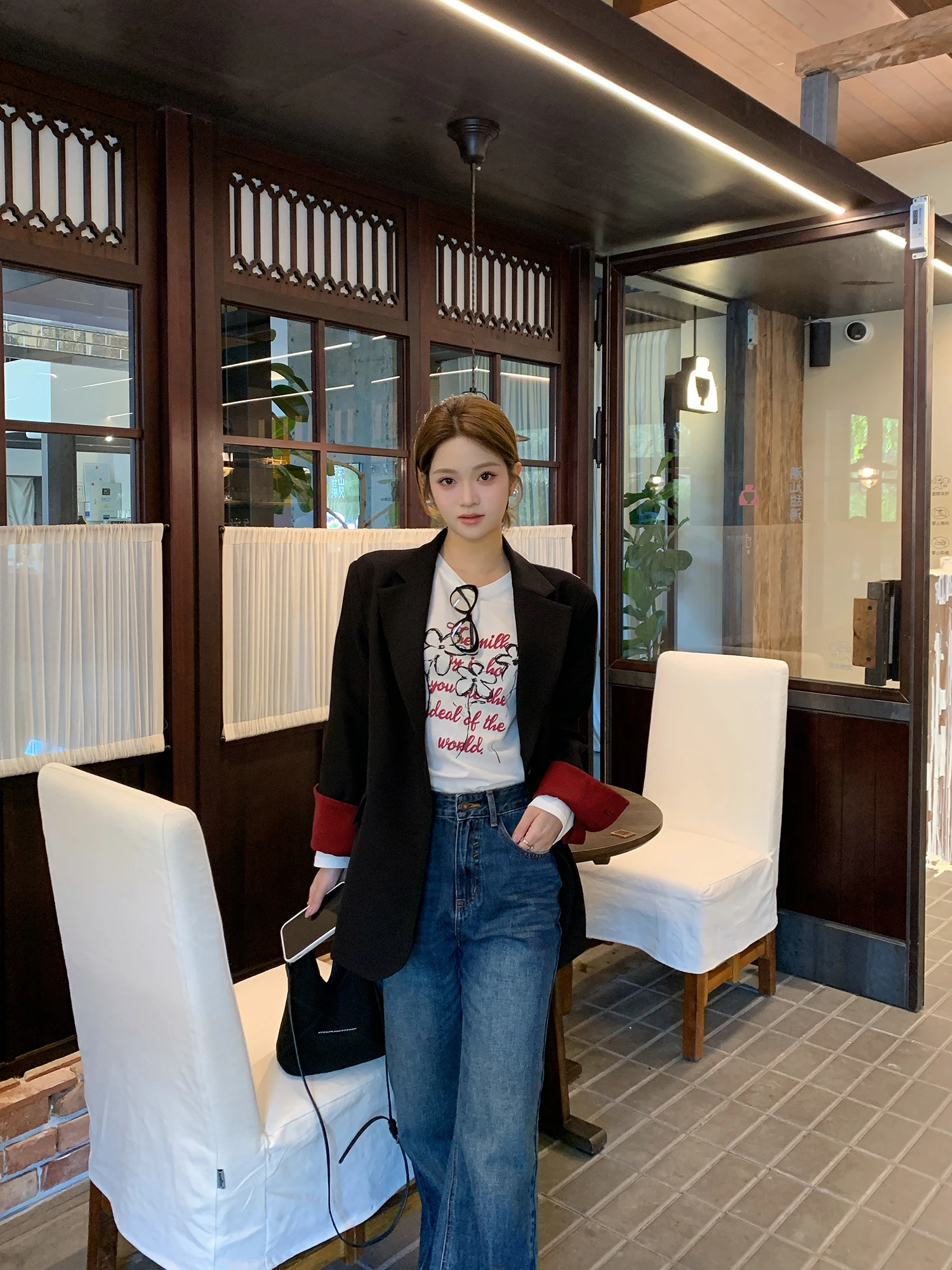 

Корейский свободный пиджак в стиле колор-блок для женщин: повседневная одежда для весны и осени, модная верхняя одежда премиум-класса