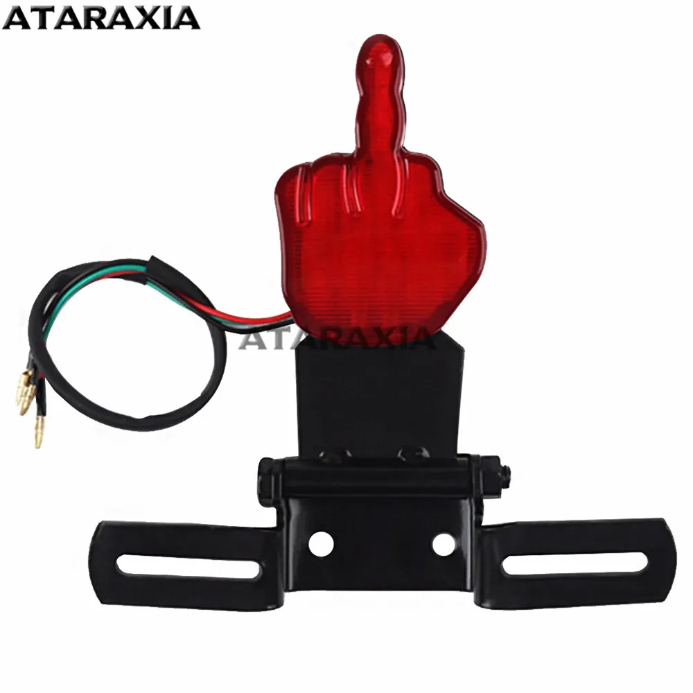 

For Harley Sportster XL883 1200 Motorcycle Mini LED Middle Finger Brake Taillight License Plate Lamp Rear Brake Stop Lamp