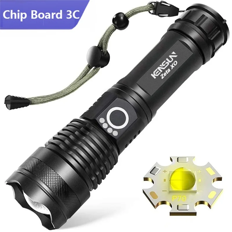 High Power XHP70 Rechargeable Led Flashlight 4 Core Torch Zoom Usb Hand Lantern For Camping, Outdoor & Emergency Use ﻿