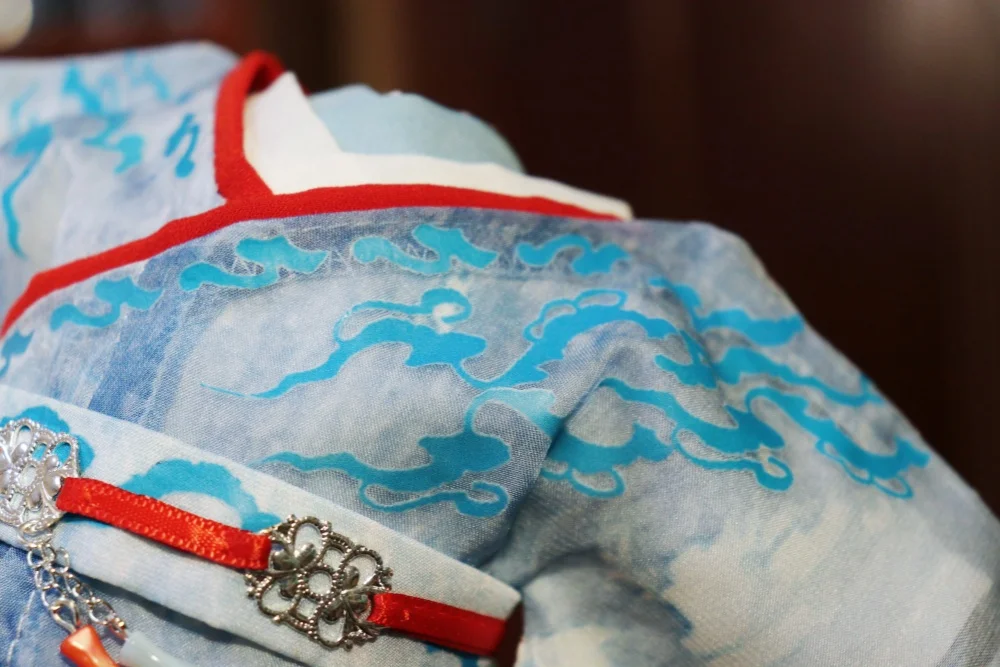 TV original fu shan hai li chenhou cheng yi artesanal azul vermelho antigo terno para 20cm boneca brinquedo roupas cosplay p