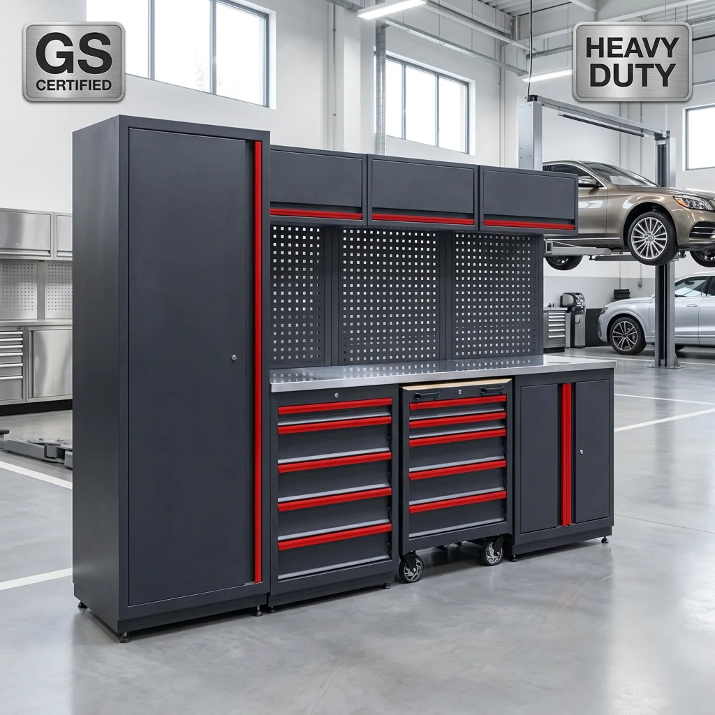GATmatic 2.6m Modular 10-Drawer Workshop Station With 422PCS Hand Tool Trolley - Heavy Duty 4S Garage Cabinet - GS Certified