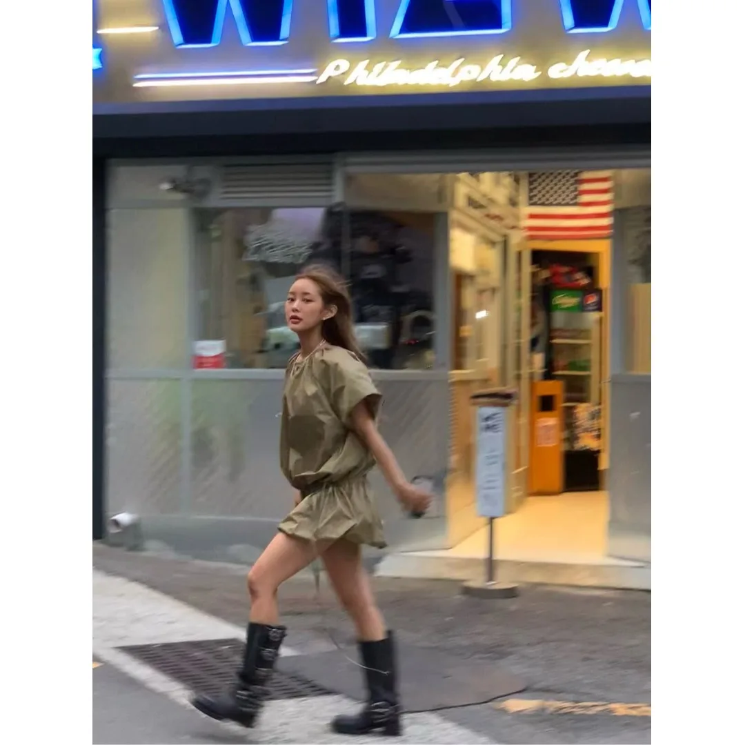 Flud Dstring Dr Korean Sle Women's Clothing Spring Autumn Winter Seasonal Faion Casual Daily Wear