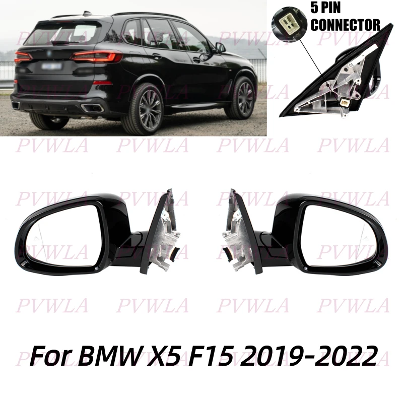 

5Pin Black Painted Power Fold Turn Lamp Rear Mirror Assembly With Blind Spot For BMW X5 F15 2019 2020 2021 2022 Car Accessories