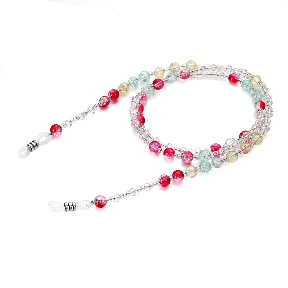 

2PCS Eyeglasses Chain Colorful Beads Eyeglass Holder Strap Metal Glasses Non Slip Durable Material Necklace Gift