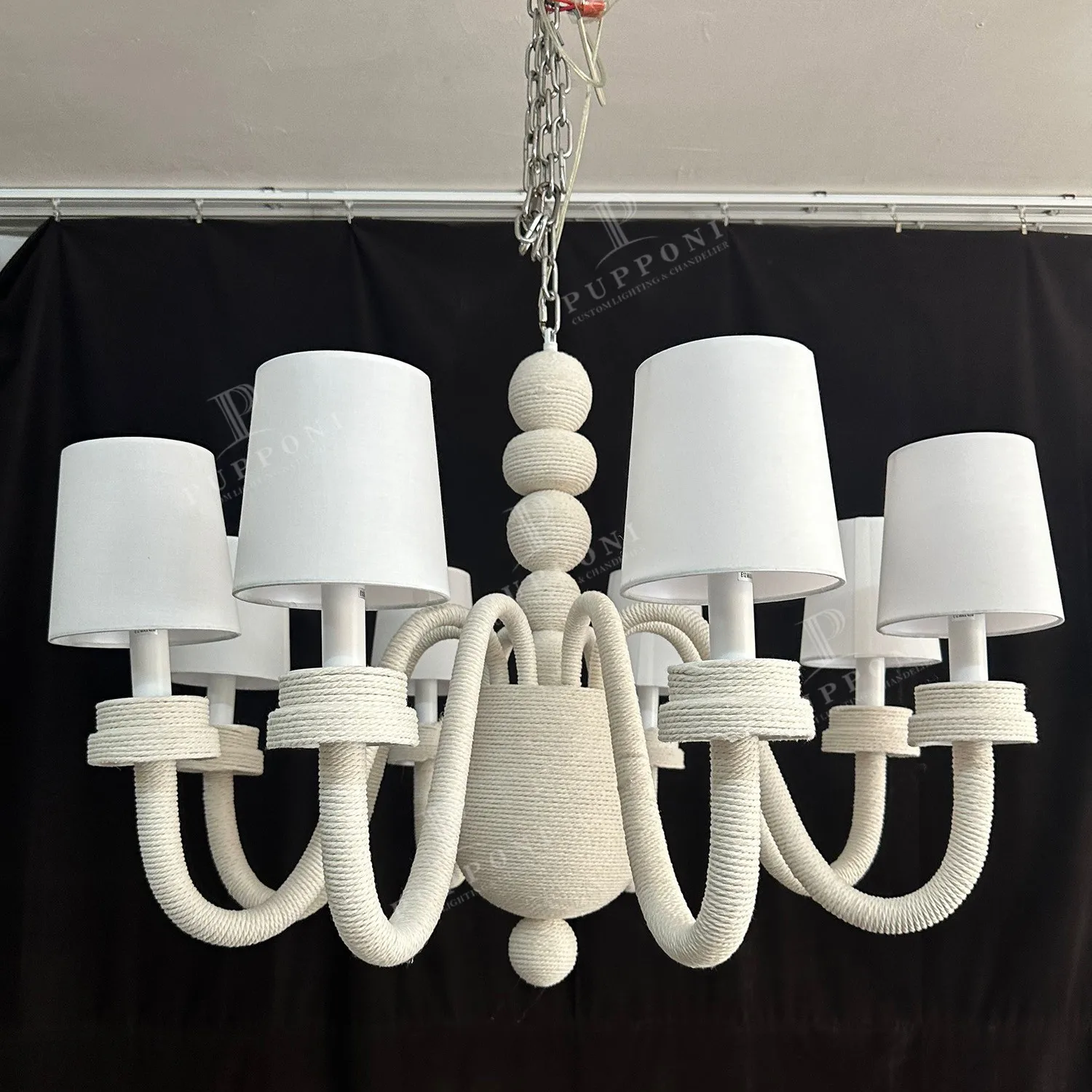 

Hot Sale Indoor Hemp Rope Iron Chandelier 3/6/8 Lamp Holder Western Art LED Chandelier Candle Shape Bar Decorative Light