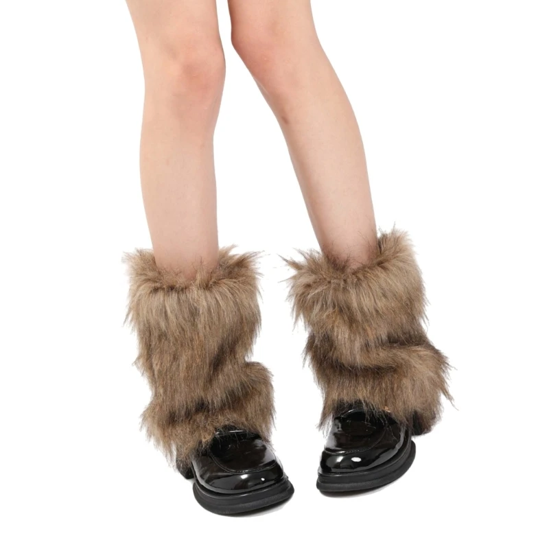 Women's Fuzzy Plush Leg Warmers Fashionable Warm Thermal Boot Toppers Covers for Winter Outfits and Costume Parties