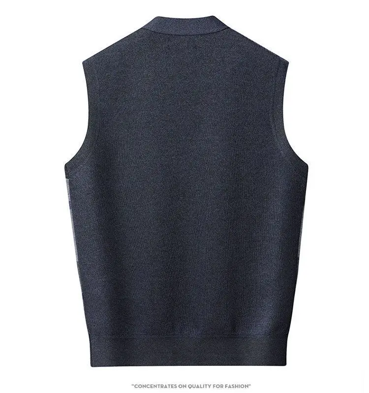 2025 Men's V-neck Keep Warm Fleece Vest Male Fleece Knitted Waistcoat Autumn Winter Dad's Thick Knitted Cardigan Outwear Coat