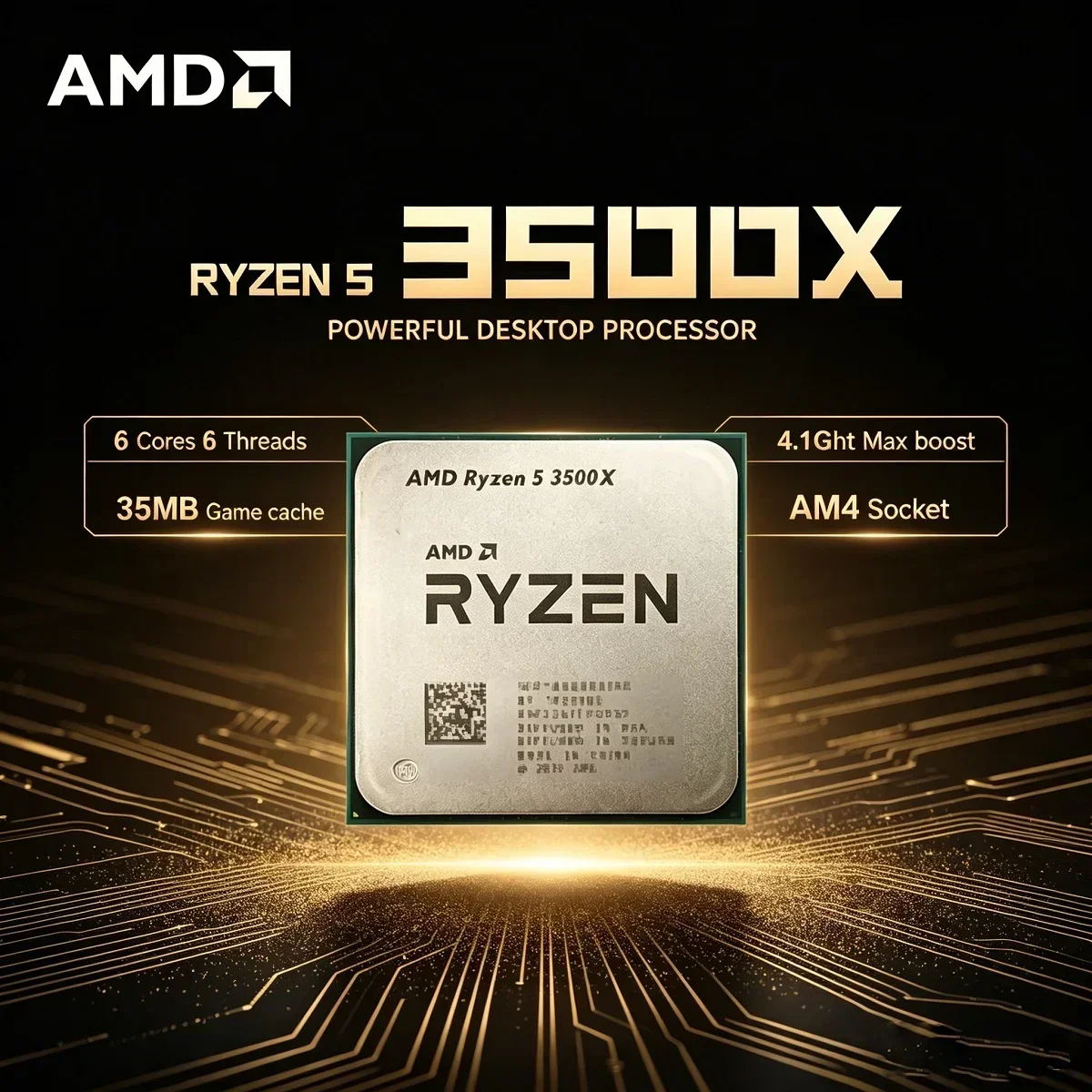 AMD Ryzen 5 3500X NEW 3.6GHz Socket AM4 6-Core 6-Thread R5 3500X L3=32M Processor DDR4 Without Cooler