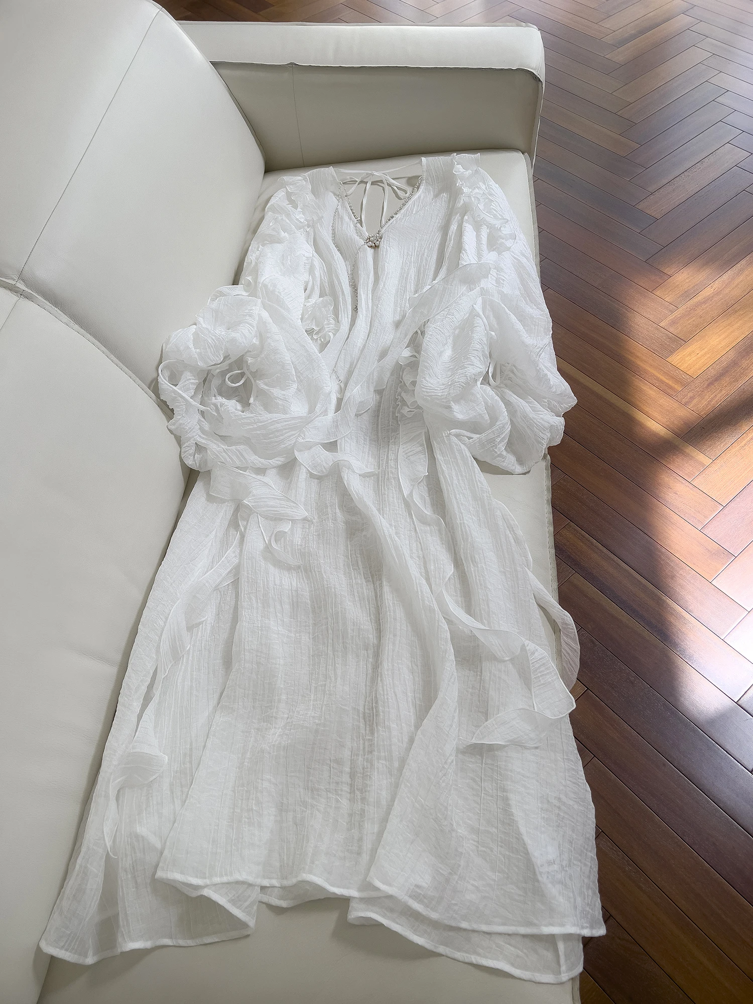 

Ele White Fairy Dr Long Sve Faionable Юбка трапециевидной формы с высокой талией Wedding Dr Luxury Vaion Sle Утренний халат