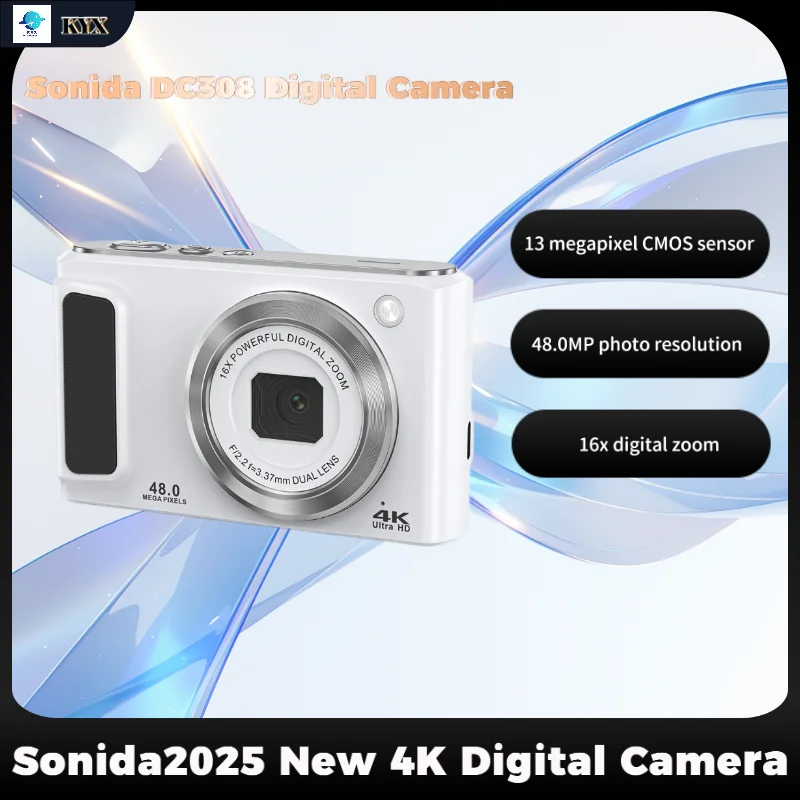 

Sonida 2025 New Compact 4K Digital Camera 48MP Resolution 16x Digital Zoom 2.8-inch HD Screen Ideal for Adults and Beginners