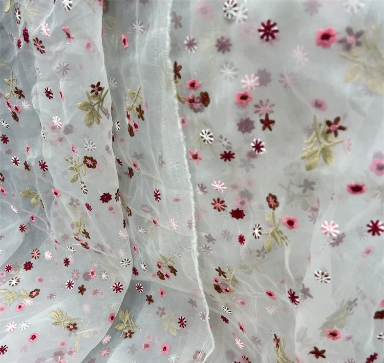 New soft mesh embroidery lace organza embroidered fabric Floral DIY Princess dress lace fabric