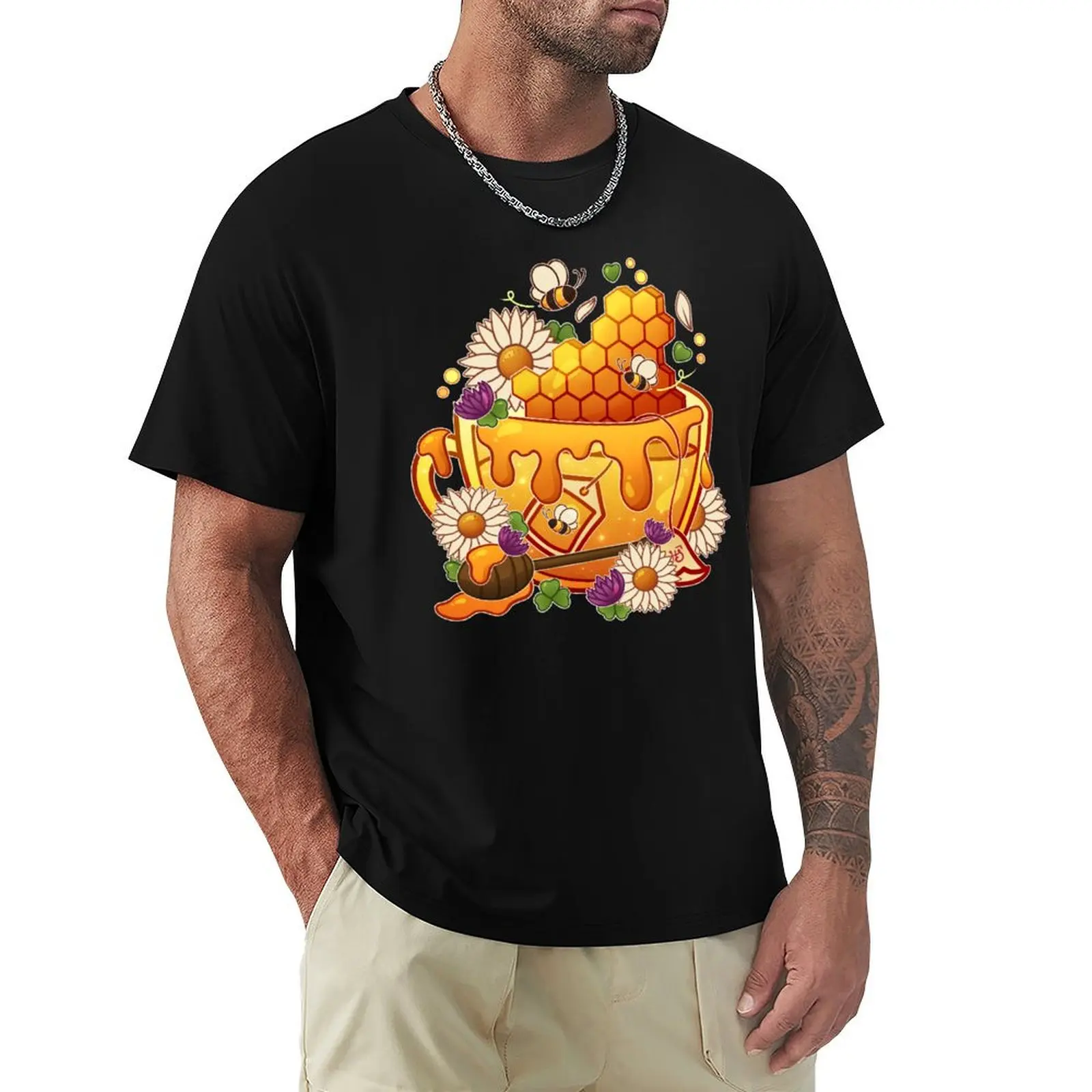 Honeycomb Teacup T-Shirt Casual Simple Design Short Sleeve Shirt