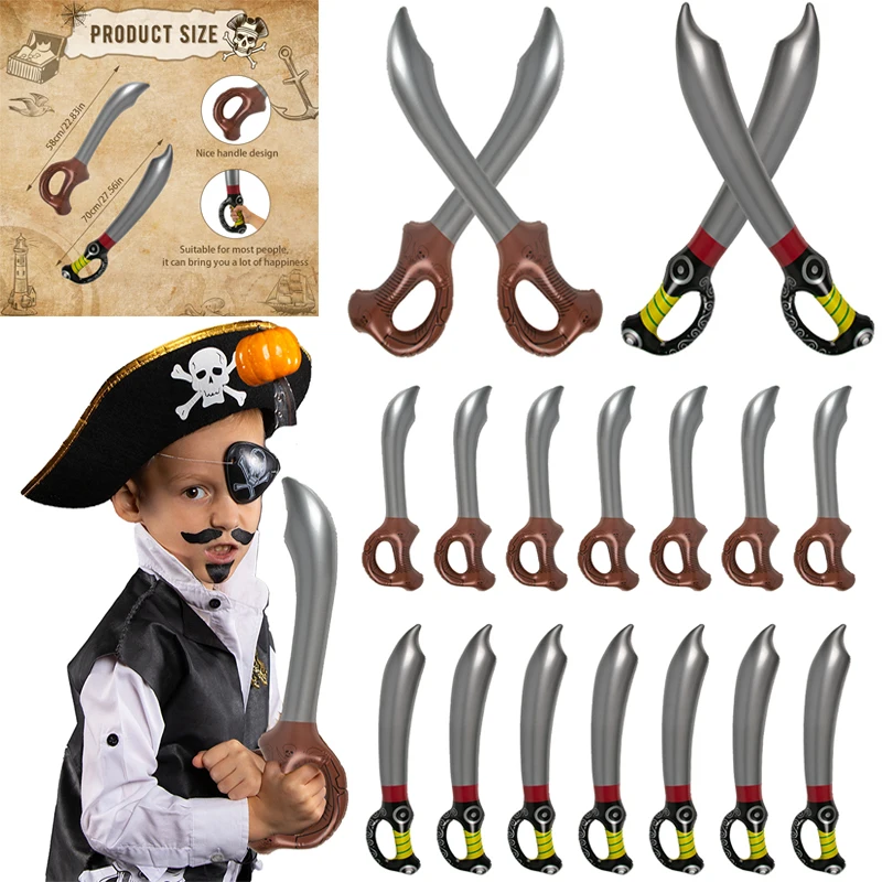 3/6Pcs  Inflatable Pirates Swords Pirate Party Decoration Inflated Knife Stage Props Cosplay Toys Halloween Costume Supplies