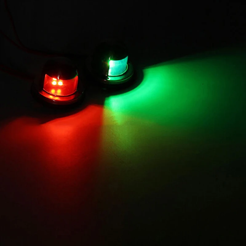 2x Marine Boat Stainless Steel Red&Green LED Navigation Signal Light Lamp Yacht