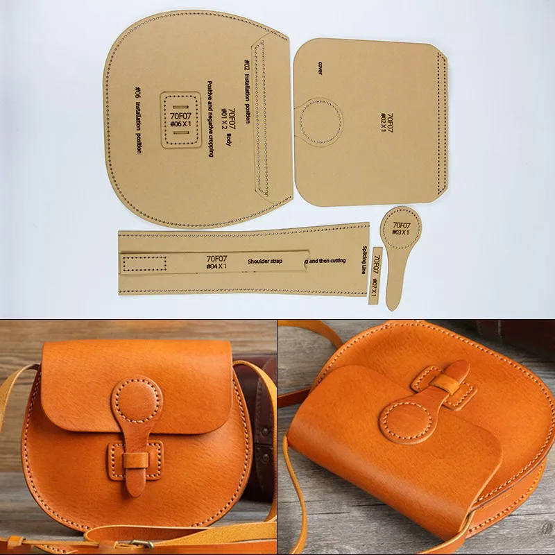 YOMDID DIY Handbag Pattern Stencil Leather Tool Paper Template Vintage Shoulder Bag Handmade Leather Tools outil pour le cuir