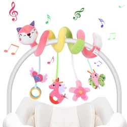 Car Seat Toys Infant Baby Pink Fox Spiral Activity Plush Hanging Rattle Toys   Stroller Sensory Toy For Newborn Gift