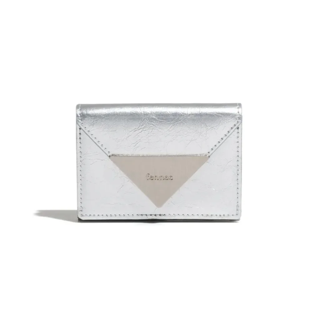 

CRINKLE TRIANGLE TRIPLE WALLET - SILVER/BLACK/MID GREY，Men's Luxury Wallets Men's Coin Purses Credit Card Holders