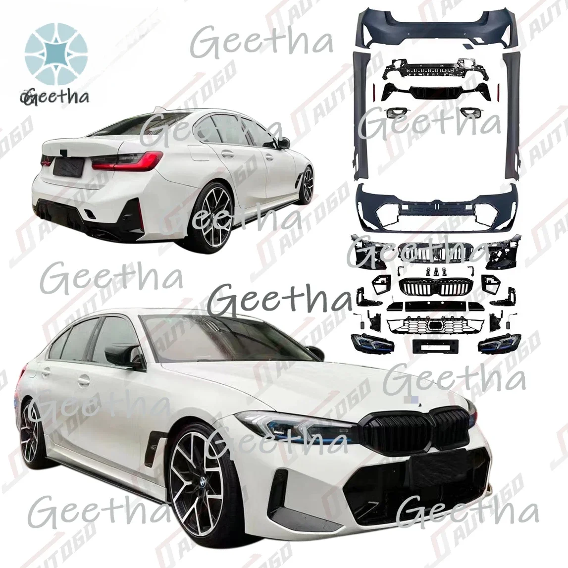 

Комплект для модификации кузова BMW 3 серии G20 (20-22) для обновления до версии 2023 G20 LCI MT: передний и задний бамперы, фары, решетка радиатора