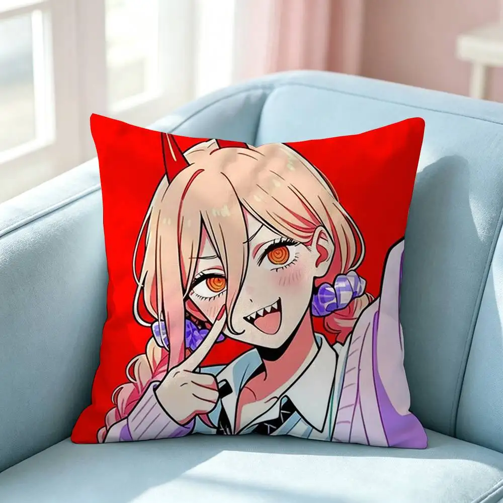 Blood Devil Power-chan Square Double-Sided printed Pillow Case Bedroom Bedside Pillow Sofa Cushion Cover