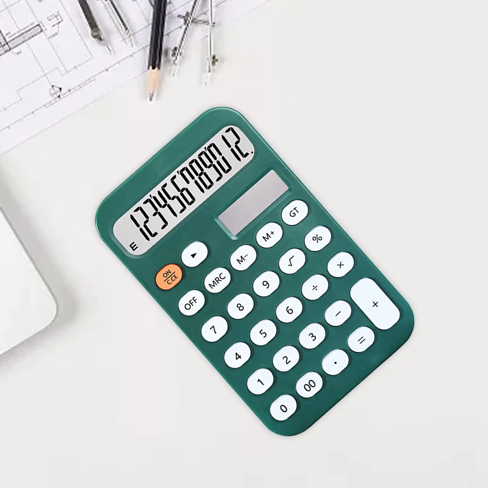 Calculadora de escritorio antideslizante con botones ovalados, Calculadora financiera de 12 dígitos para oficina y hogar