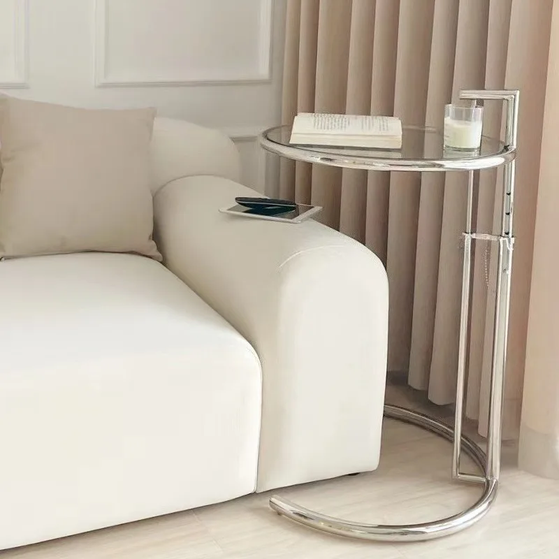 Creative second-hand coffee table small apartment tempered glass ins liftable living room stainless steel side table