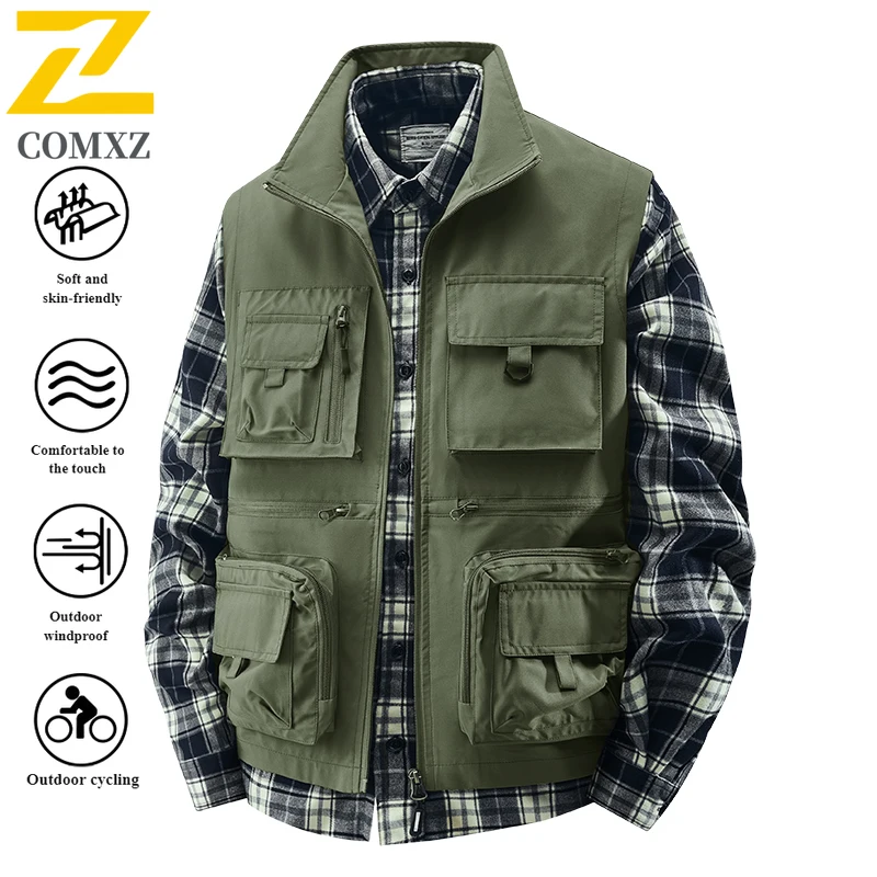 

Men's Work Vest Summer Oversized Waterproof Windproof Multi-Pocket Outdoor Camping Fishing Photography Travel sports Jacket