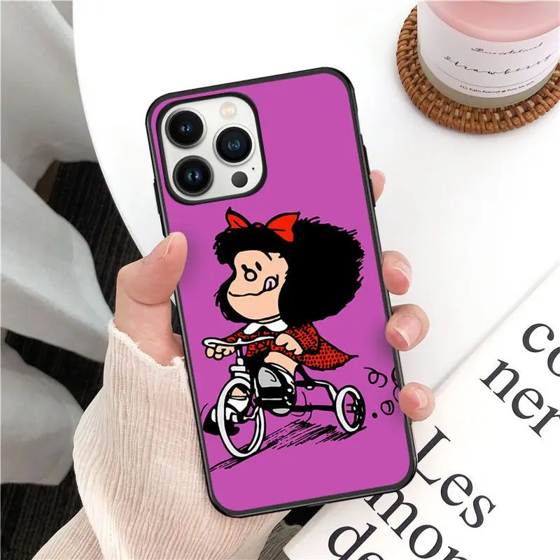 Custodia morbida per telefono funda Mafalda per iphone 16pro 15pro 14pro 11pro 12pro 13pro max 7 8 SE XR 12mini 13mini Coque Custodie