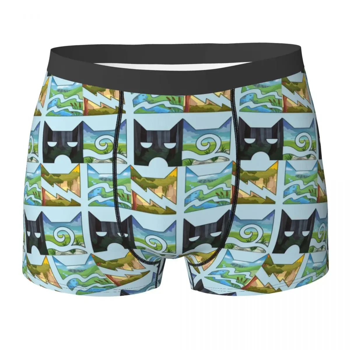 Boxer Underpants Shorts Four Cats Panties Men's Ventilate Underwear for Homme Man Boyfriend Gifts