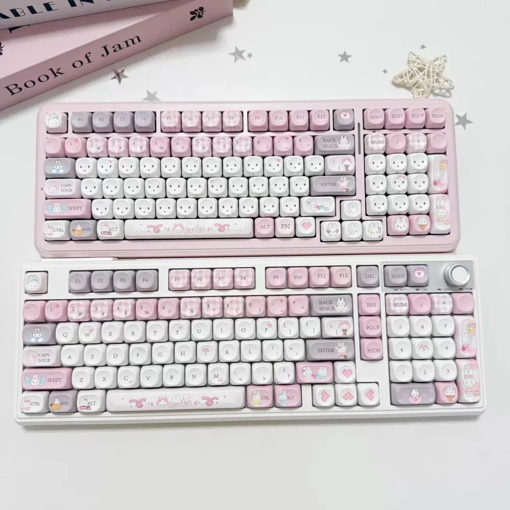 Cartoon Miffy Rabbit Keycap MOA Height Mechanical Keyboard Cross Axis Game E-sports Accessories PBT Sublimation Craft Gift