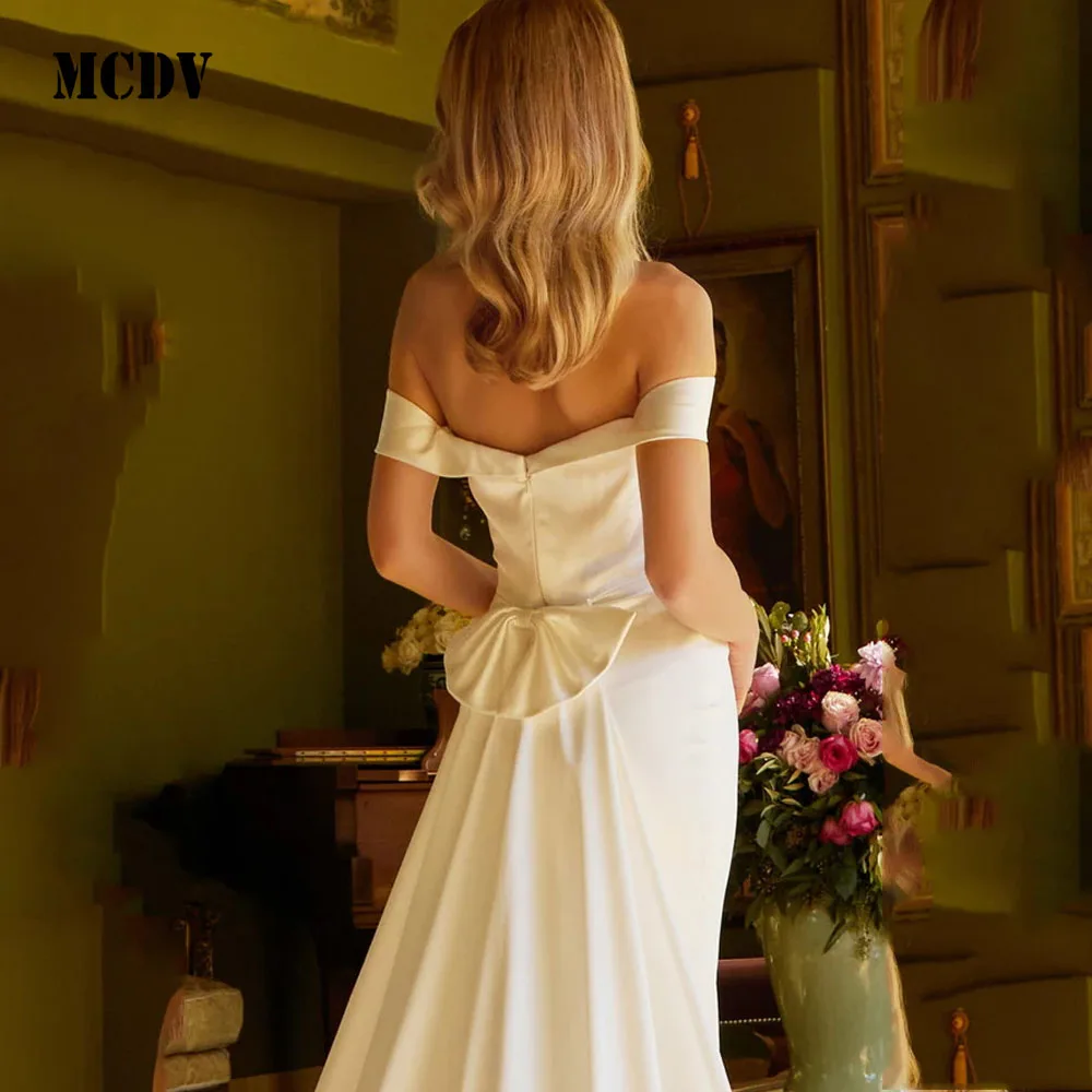 MCDV-vestidos De novia plisados con hombros descubiertos, abertura lateral, cremallera personalizada en la espalda, sin tirantes, sirena nupcial, Vestido De novia 2025