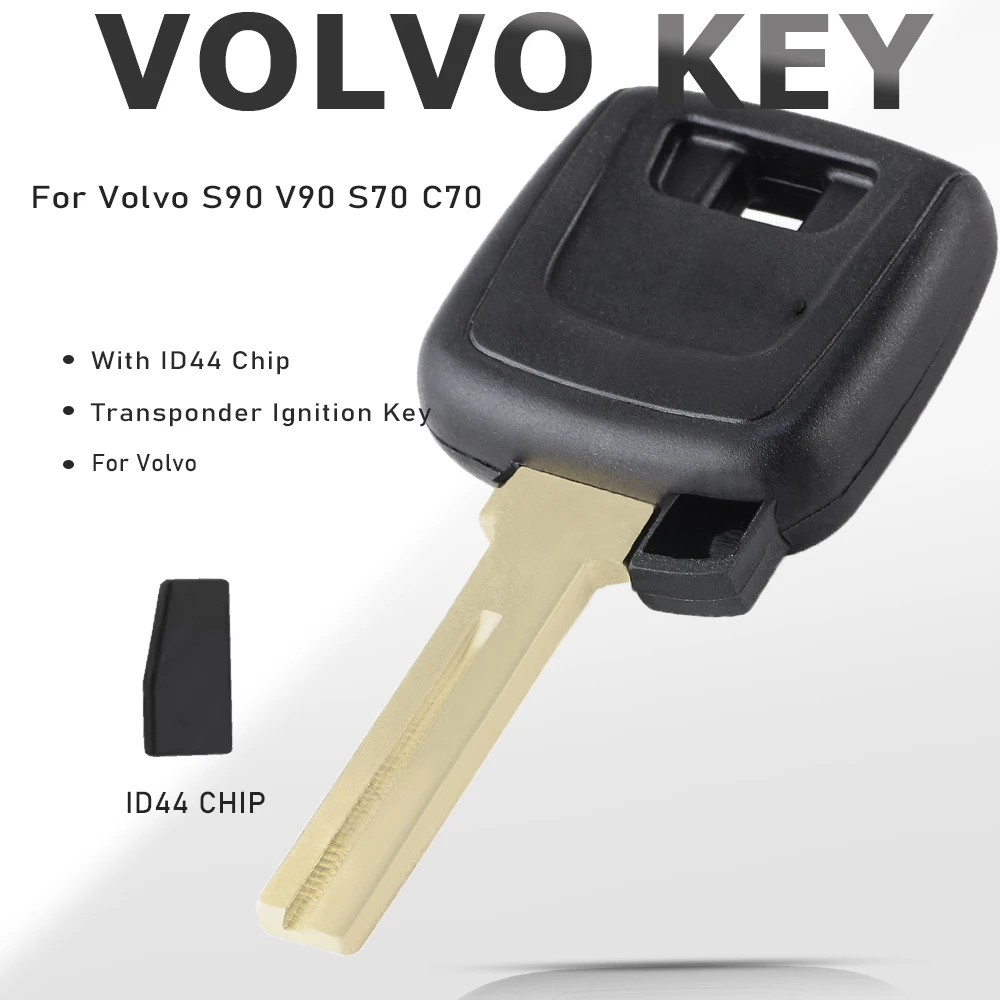 

KEYECU ID44 Transponder Ignition Key LQNP2T-APU Fob for Volvo S90 V90 S70 C70 1997 1998 1999 2000 2001 2002 2003 2004