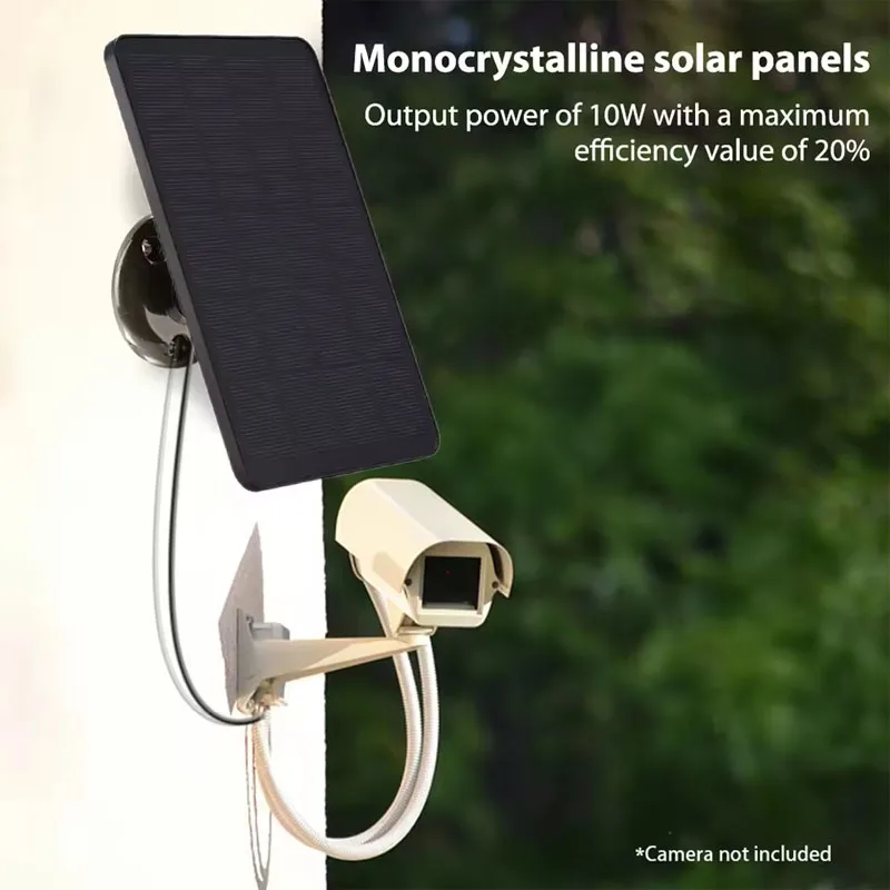 10W 5V Solar Panel DC5521 Type-C Outdoor Solar Cells Charger Portable Solar Panels for Security Camera Small Home Light System