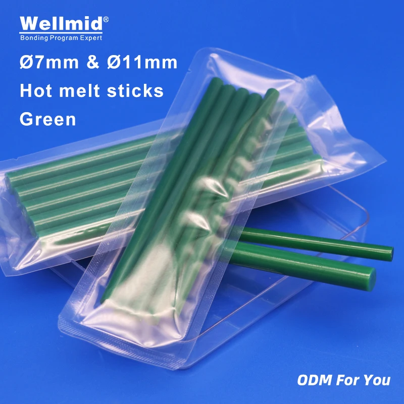 Green Hot Melt Glue EVA Stick DIY Artworks Decorations Toys bonding colored drawing or stereoscopic drawings 7mm×150mm 11×150mm