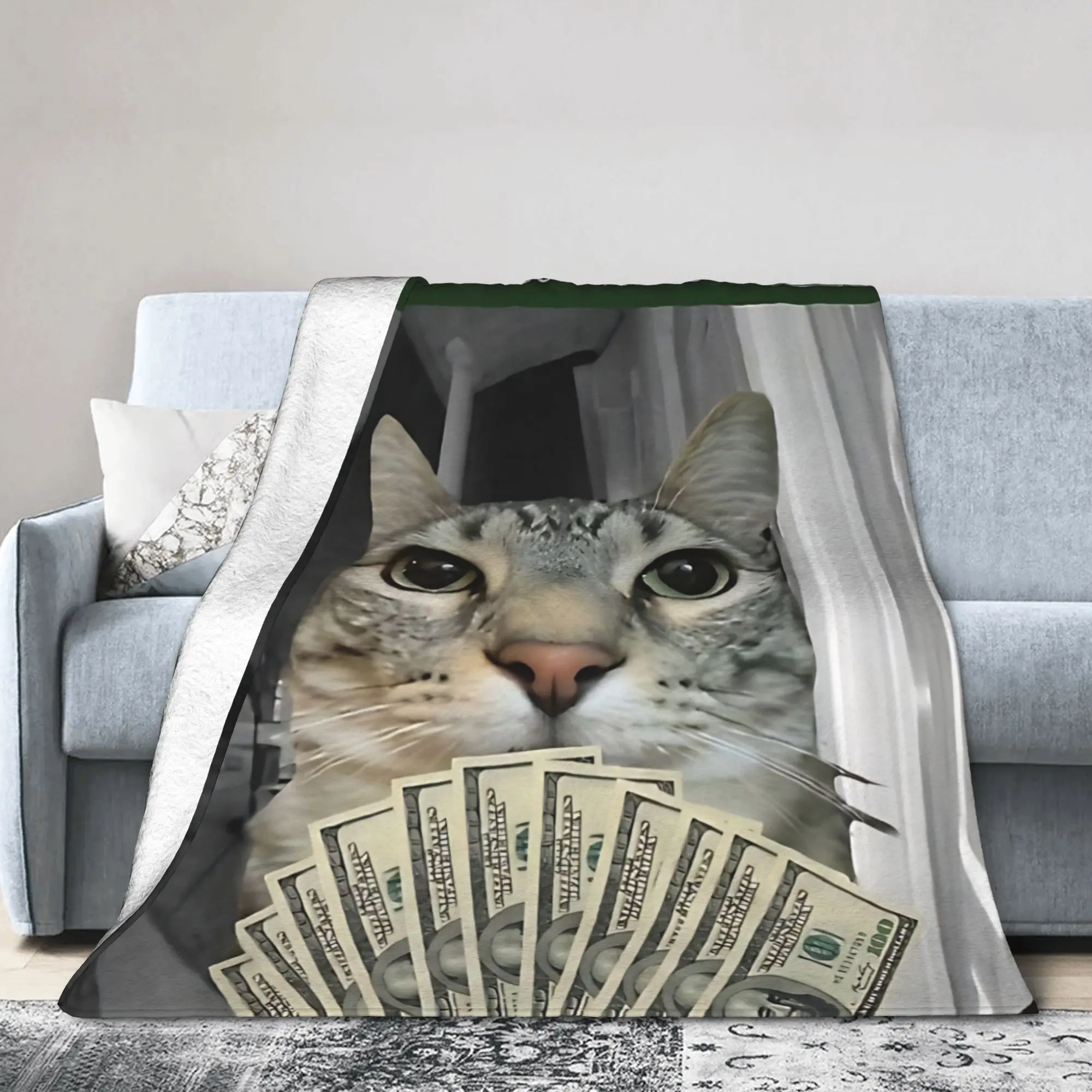 New Arrival Ring Cat with Motion Meme   Blankets Ultra-Soft Fleece  Comfortable Throw Blanket Machine Washable