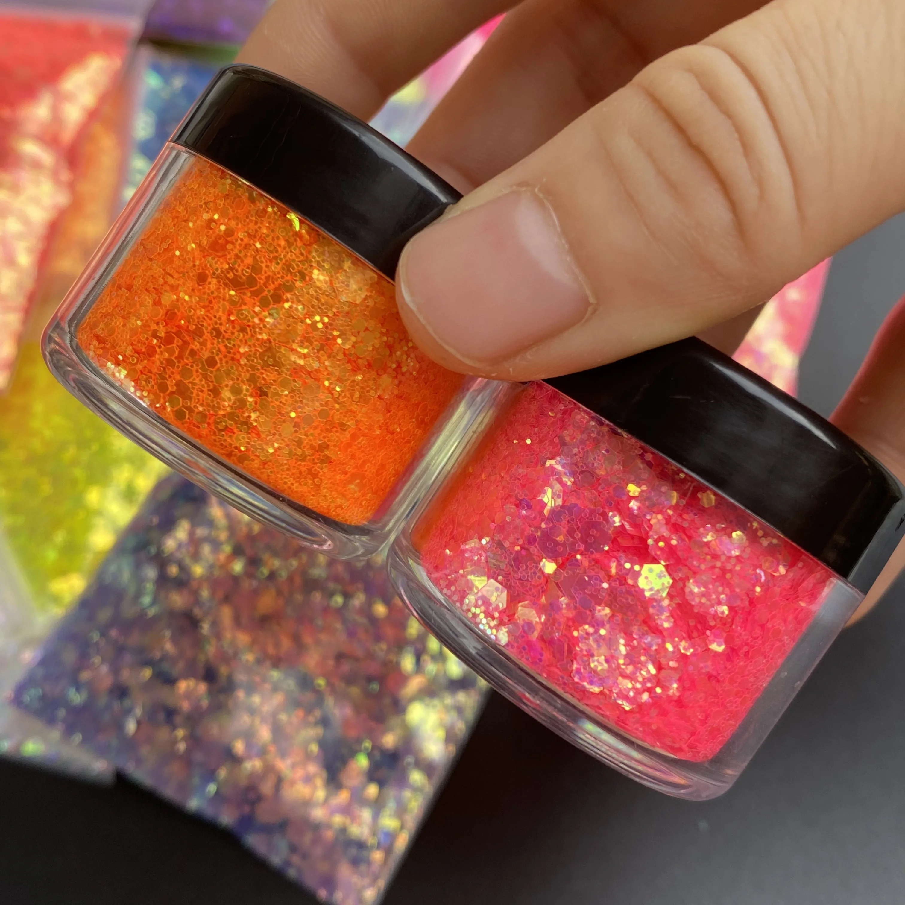 15g/Jar kilau tinggi kuku payet bubuk campuran Chunky Glitter massal untuk kerajinan Epoxy Resin Tumblers