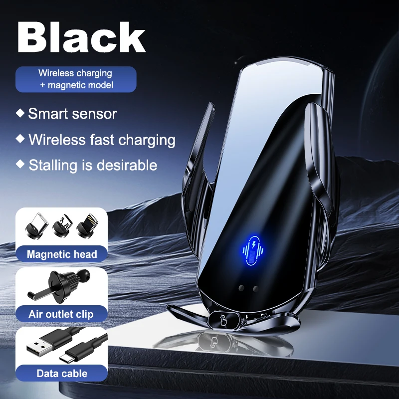 Autohouder Draadloze oplaadstandaard Voertuigtelefoonhouder Autotelefoonhouder Automatische snelkoppeling voor Samsung Huawei Iphone