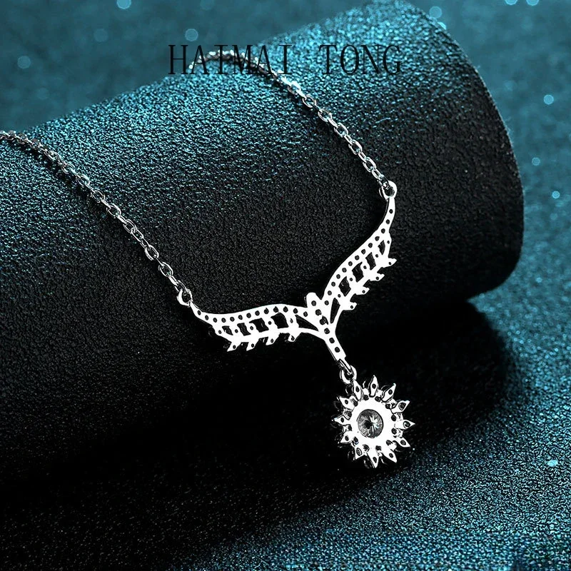 

HAIMAITONG Necklace four claws women moissanit diamond PT950 platinum bone chain gift
